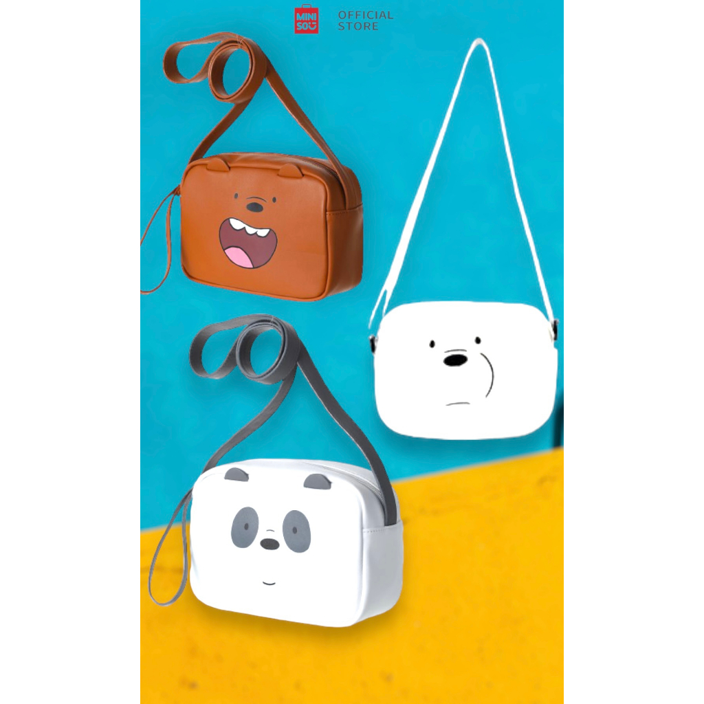 MINISO Tas Selempang We Bare Bears Collection Crossbody Shoulder Bag Tas Karakter Lucu Grizzly, Pand
