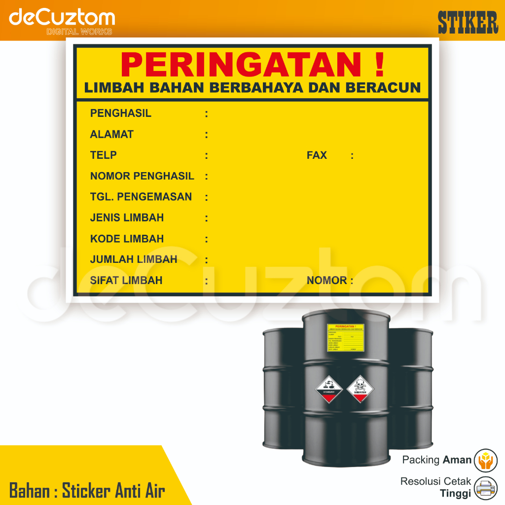

Stiker Label Tanda Simbol Keterangan Limbah Sticker B3