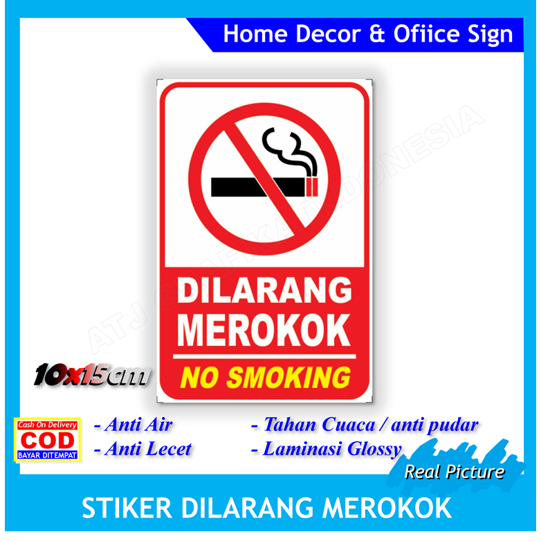 

Stiker label dilarang merokok kotak kesehatan udara sticker no smooking polusi