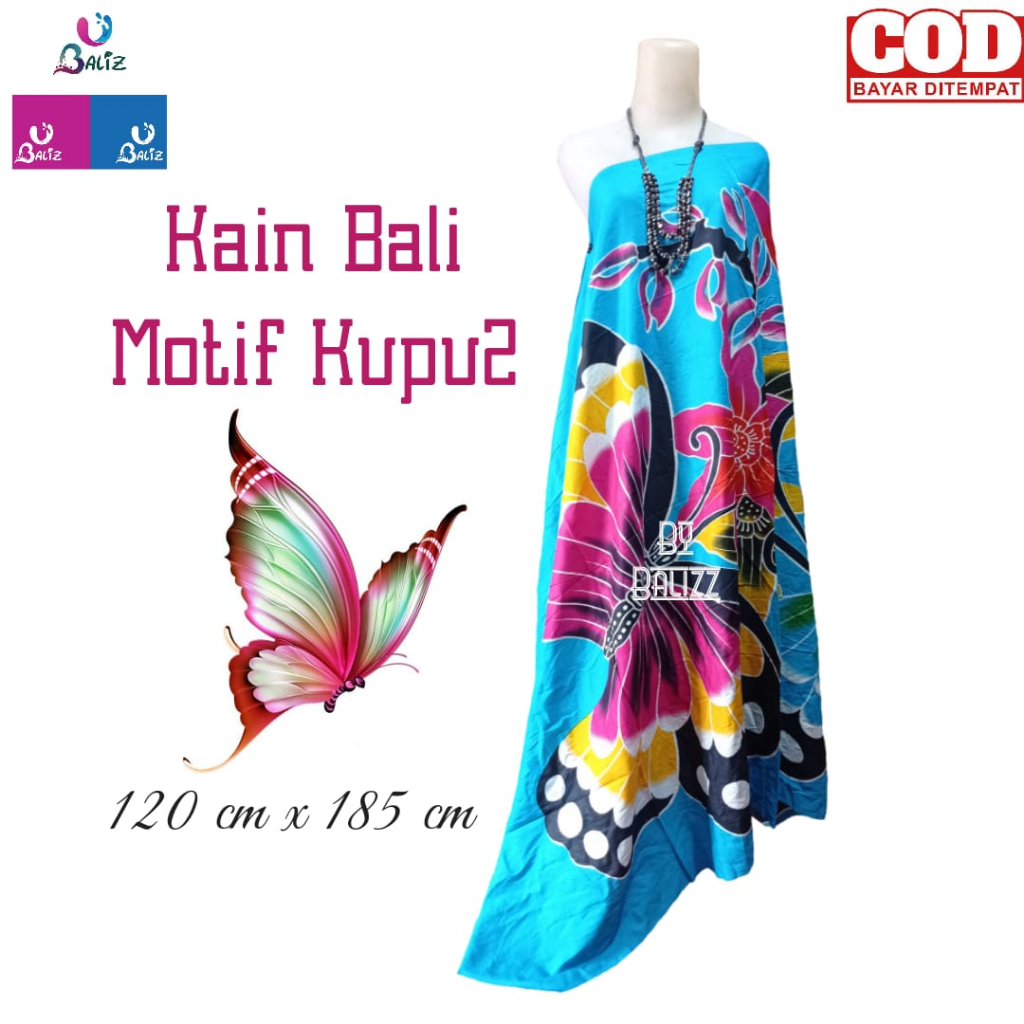 Kain Bali Pantai - Kain Bali Motif Bunga Dan Kupu2 Jumbo - Sarung Pantai BalizzMode - Sarung Bali -