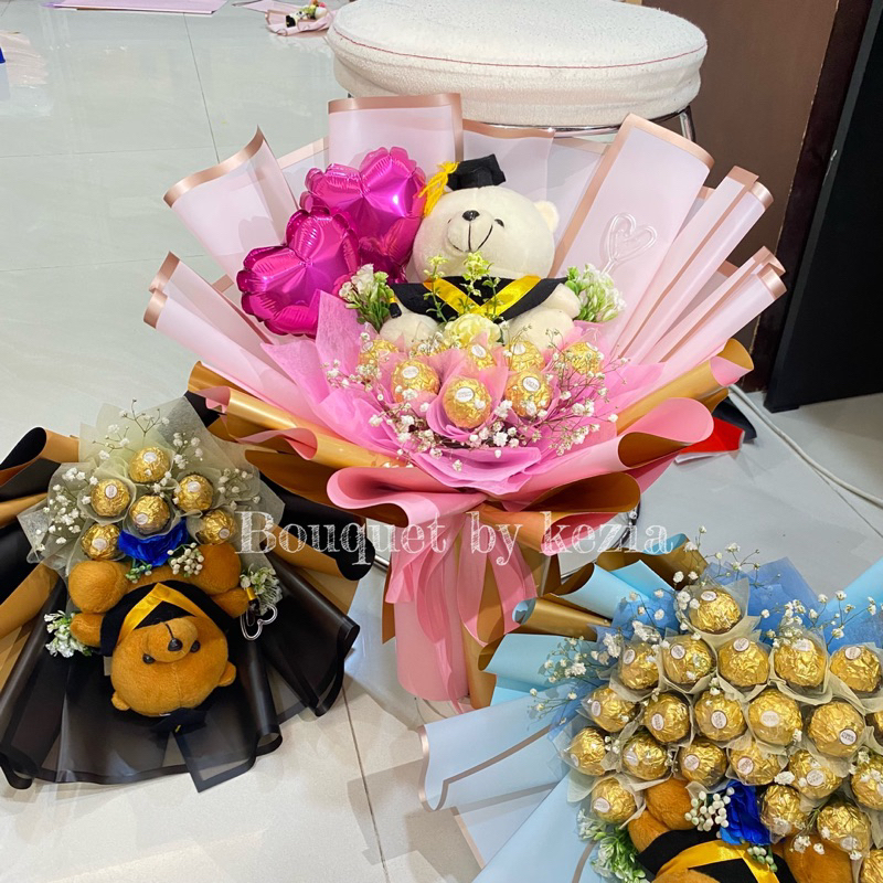 [INSTAN 2-3Jam] Buket Wisuda Peemium  usgom | Graduation Bouquet Coklat Ferrero - graduation bouquet