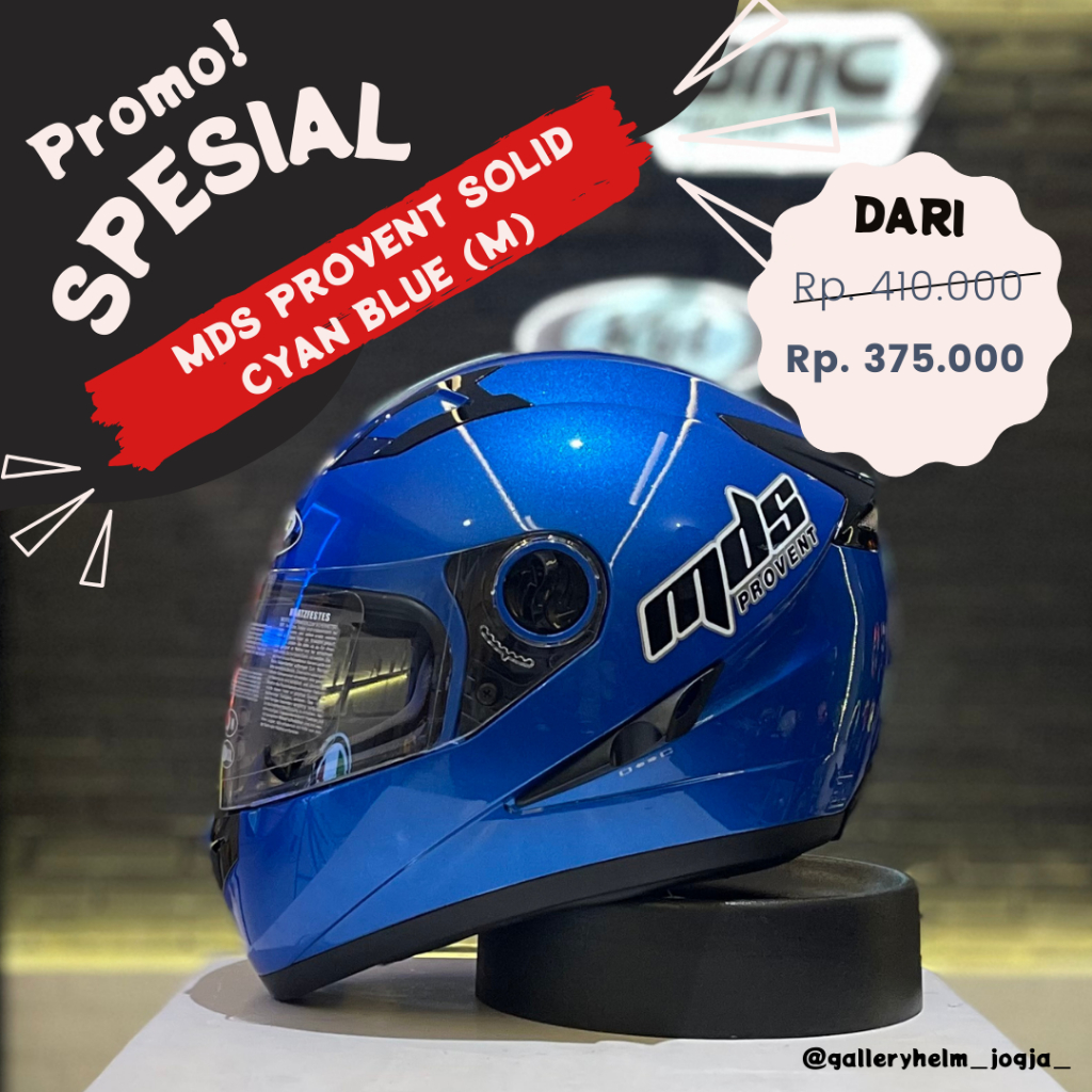 MDS PROVENT Solid Cyan Blue / Helm full Face / MDS full Face / MDS provent / helm mds / helm provent