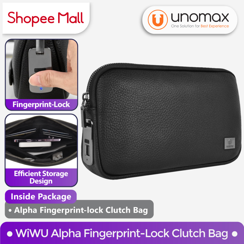 Clutch Bag WiWU Alpha Fingerprint Lock Anti-Theft Accessories Gadget Storage Organizer