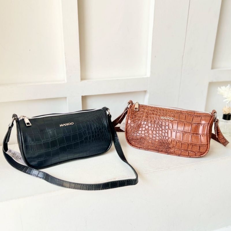PROMO SALE Tas mango croco selempang bahu hitam coklat