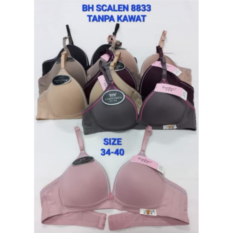 SCALEN BRA 8833 Comfortable Pakai Busa Cup Kecil Tanpa Kawat Kait 2 Size 34-40