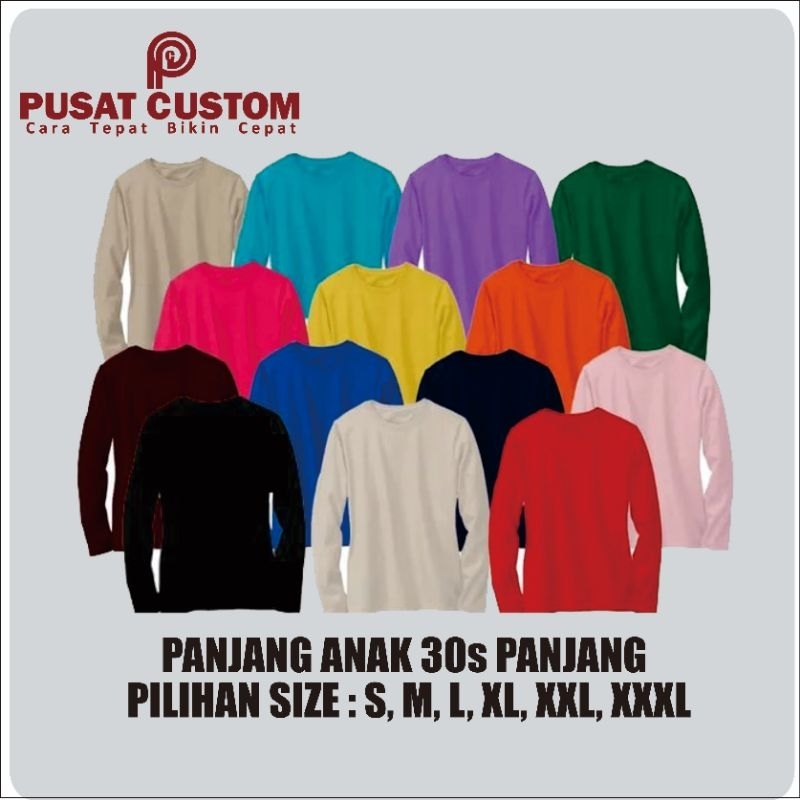 Kaos polos panjang anak cotton combed 30s knitto