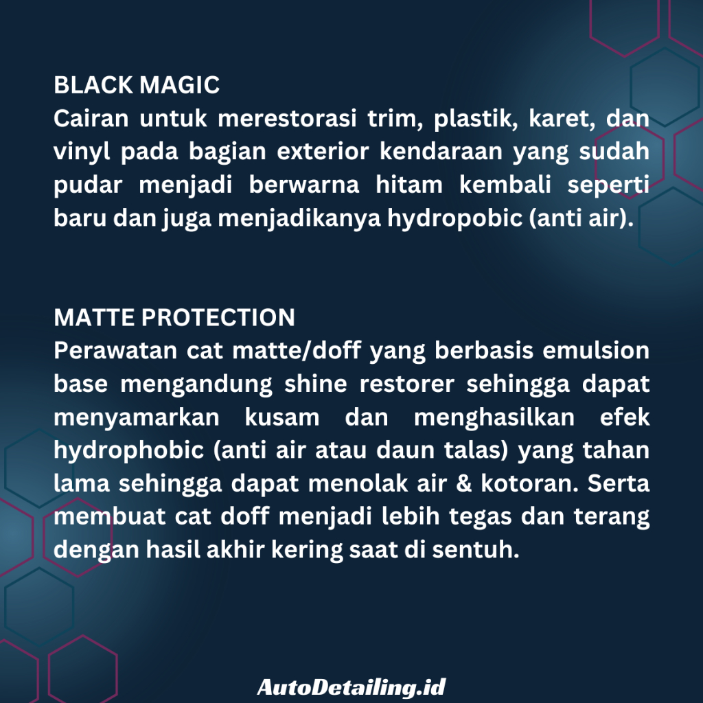 Penghitam Body Motor / Perawatan Body Doff / Paket Perawatan Kendaraan Cat Doff