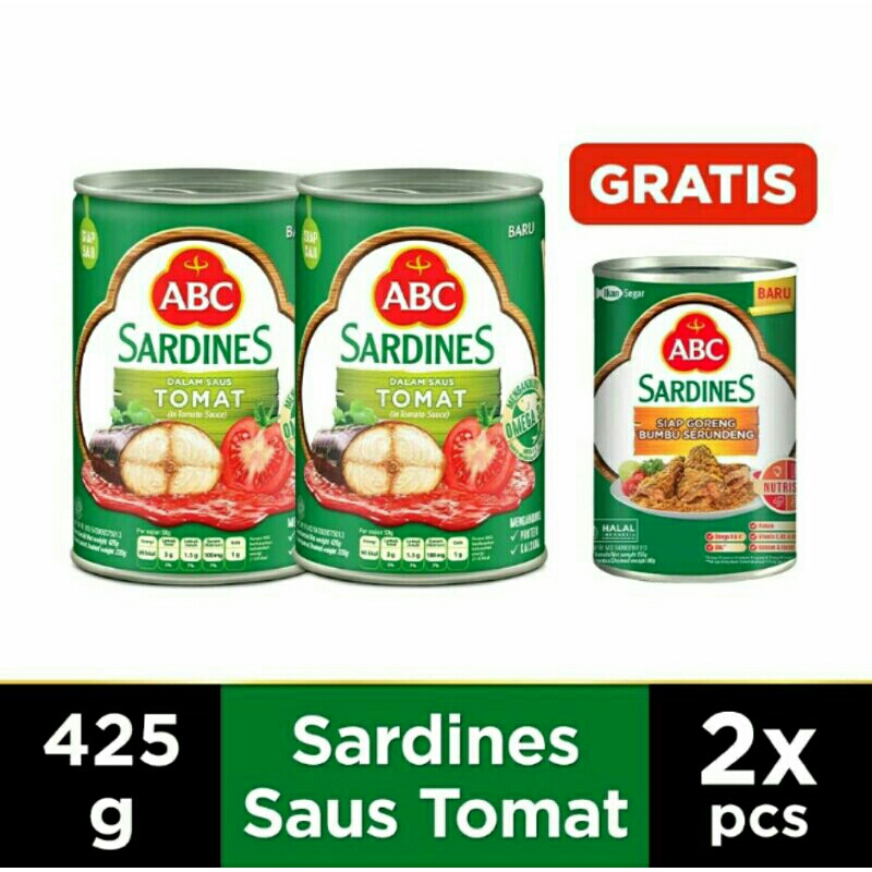 

2 ABC Sarden Tomat 425gr