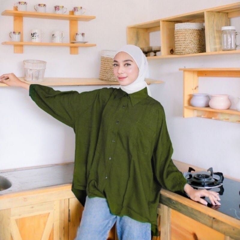 Blouse Atasan Oversize Kemeja Ld 145 / Kemeja Atasan Wanita Super Jumbo 5XL Ld 145 BB 120 Kg