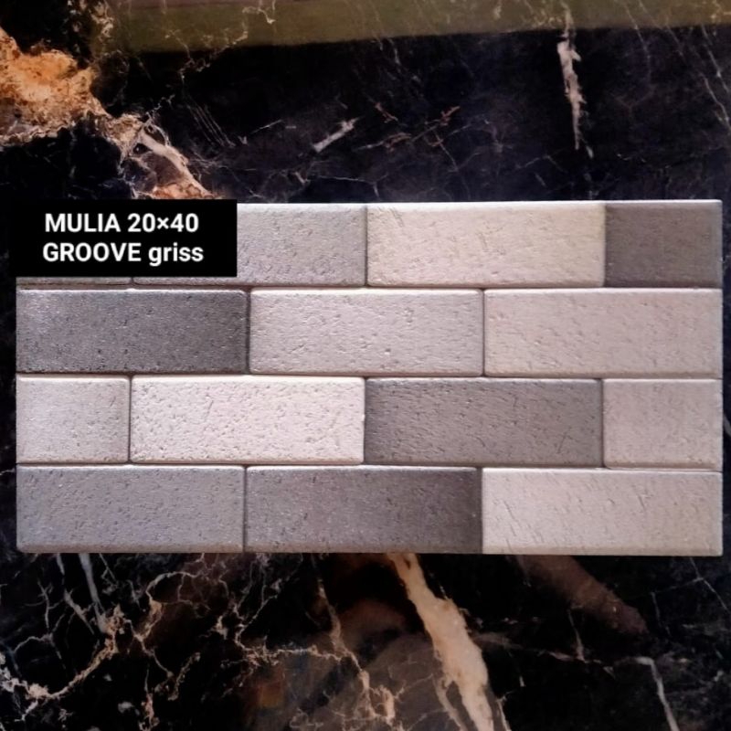 {ONGKIR DILUAR APLIKASI} Keramik Dinding Batu Alam 20x40 GROOVE GRISS Mulia