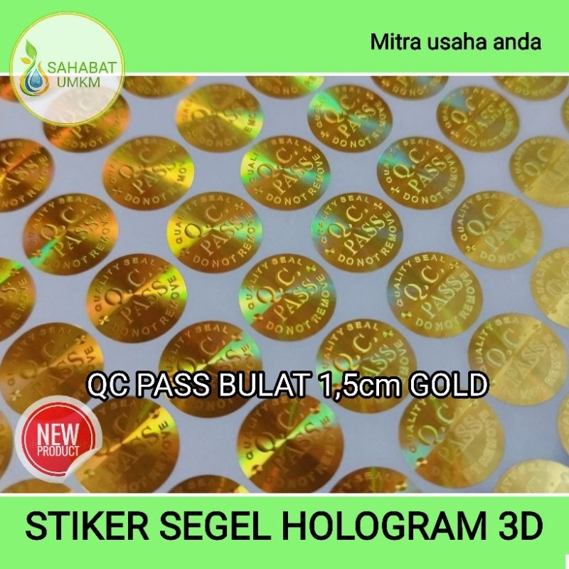 

STIKER HOLOGRAM SEGEL QC-PASS BULAT 1,5cm GOLD