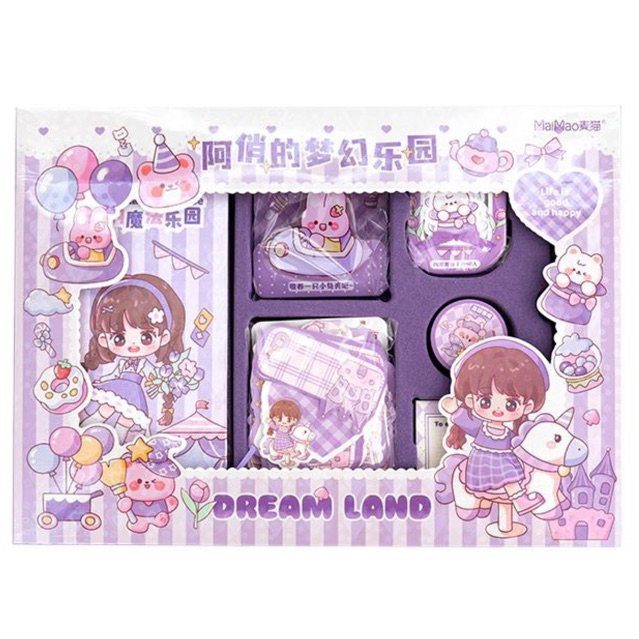 

GIFT SET 7IN1 AQIAO BUKU DIARY BINDER STIKER SET LENGKAP HAMPERS GOODIE BAG ULANG TAHUN