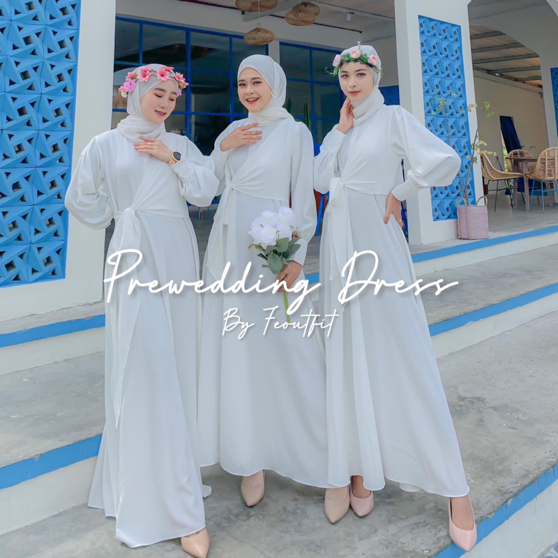 Prewedding/Bridesmaid Dress White (Raya Dress) Original by Fe | Dress Putih Premium Simpel Elegan - 