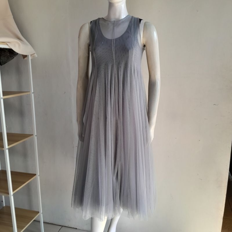 Gaun pesta Dress PL Tile premium model mengembang