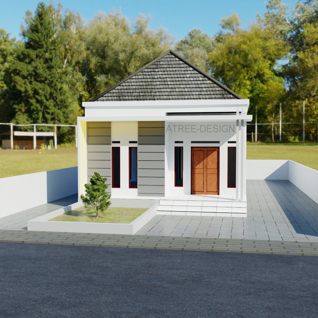 

DENAH RUMAH SEDERHANA 7 X 11 2D DAN 3D
