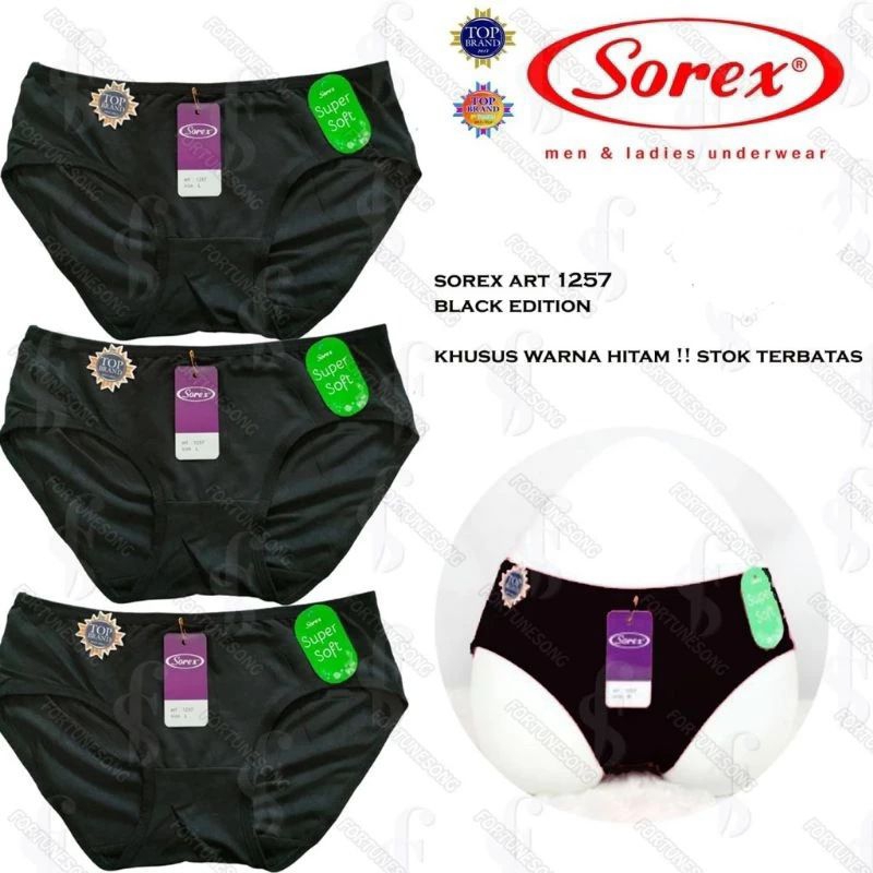 SOREX CD Celana Dalam Sorex Super Soft Mini 1257 - Bisa Pilih Warna Hitam