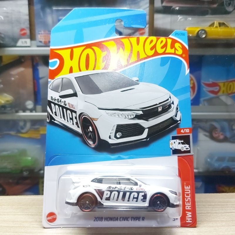 HOT WHEELS 2018 HONDA CIVIC TYPE R WHITE POLICE 2023