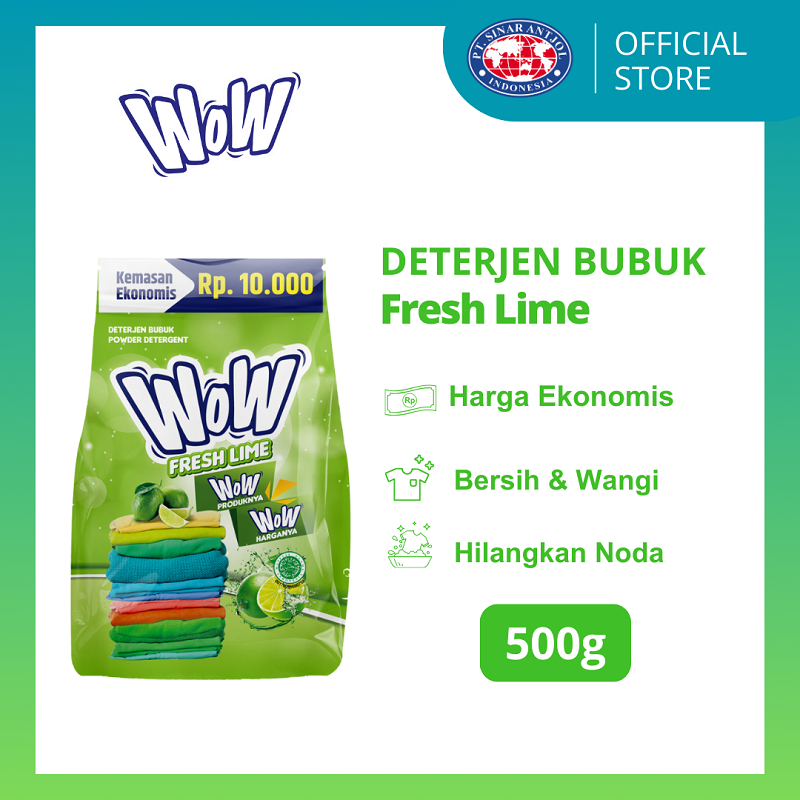 WOW 2000 Deterjen Sabun Cuci Baju Fresh Lime 500gr - Hijau