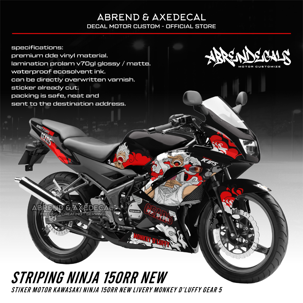 STRIPING NINJA RR NEW MONKEY D'LUFFY GEAR 5 / STIKER MOTOR KAWASAKI NINJA 150 RR BARU DESIGN VARIASI