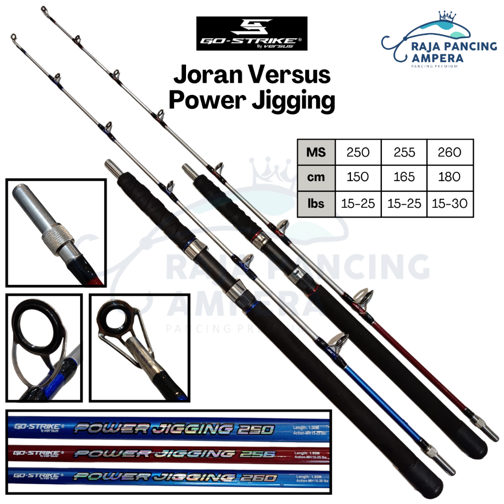 Joran Go-Strike Versus Power Jigging bahan Fiber Solid | Stik Pancing dasaran Butt Joint sambung baw