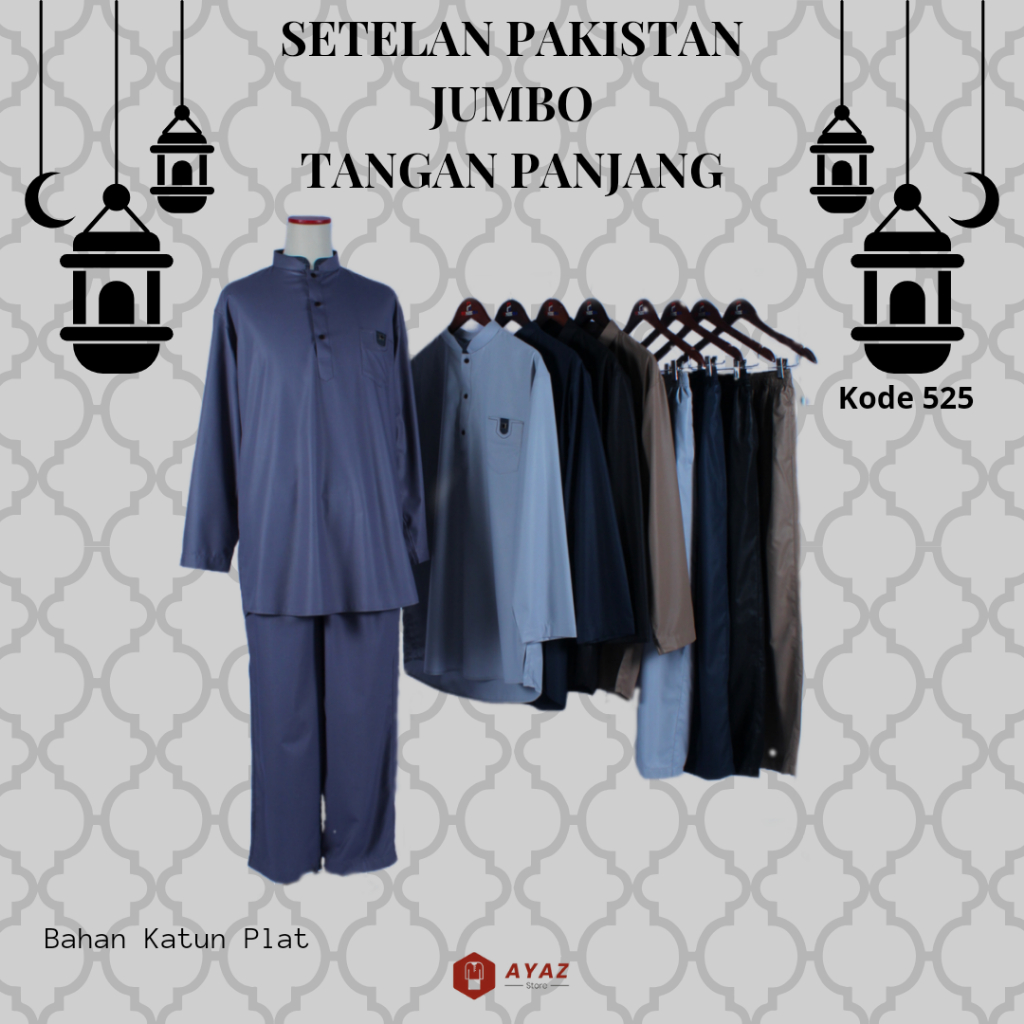 525 Koko Setelan Jumbo Lengan Panjang / Koko Setelan Benzema Muslim / Baju Koko Setcel / Koko Setela