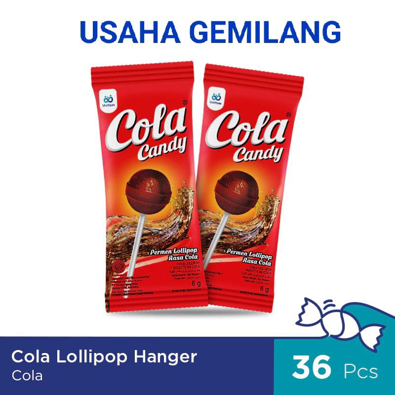 

Cola Candy Lollipop Hanger (1 Bag Isi 36pcs) - Permen Lollipop Rasa Cola