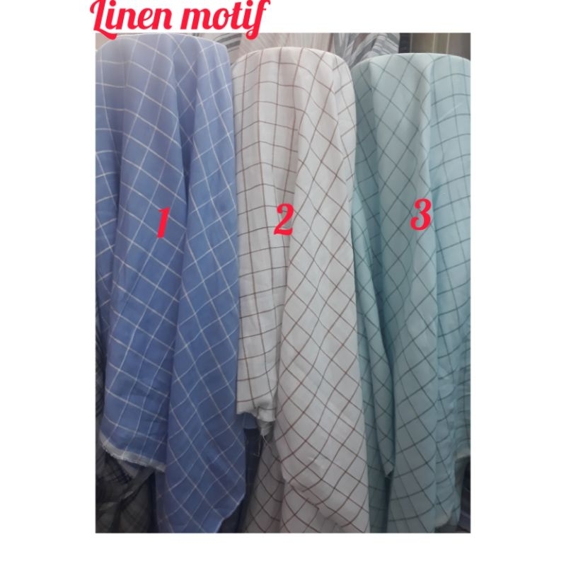Kain linen motif/Bahan linen motif/linen import/Bahan kemeja