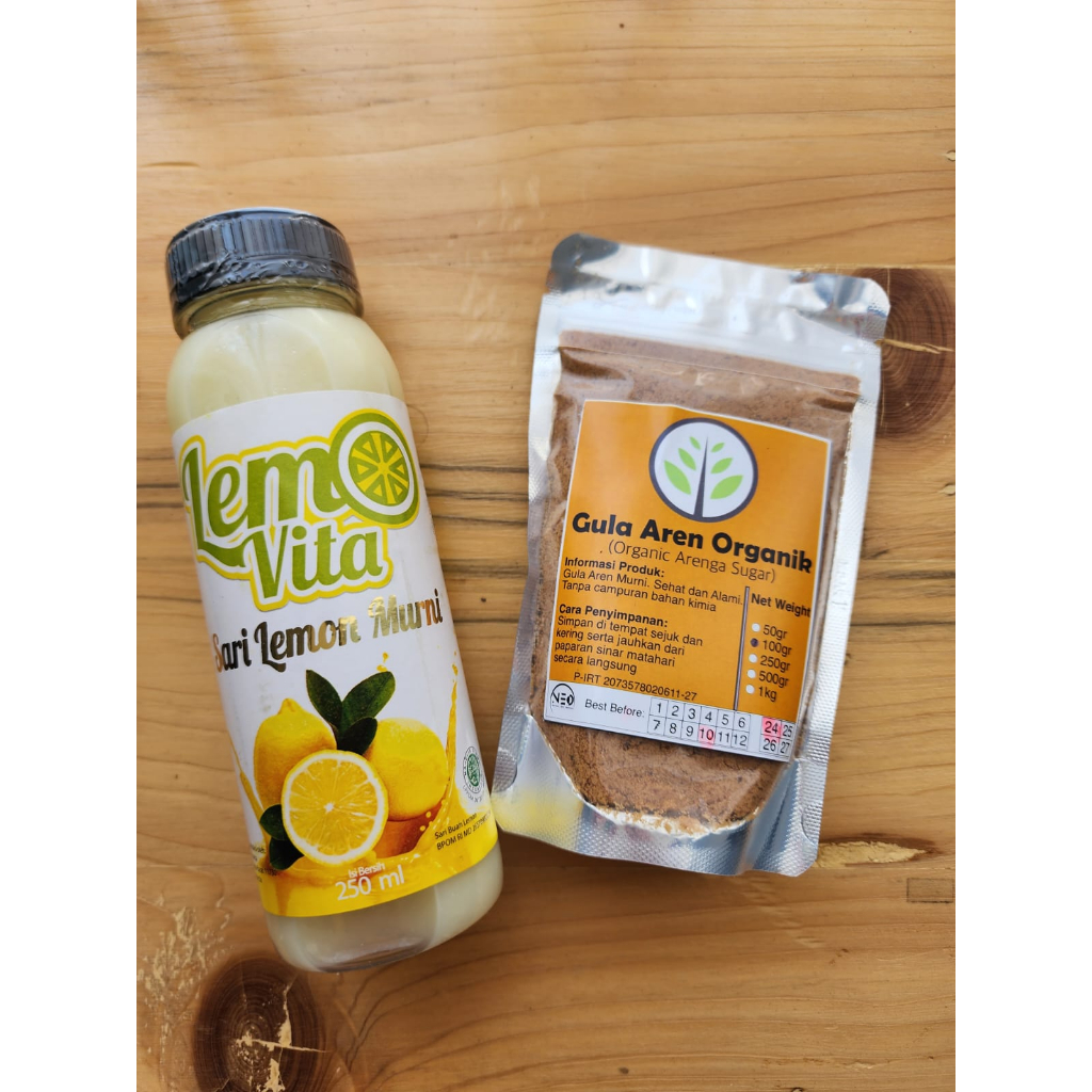 

Sari Lemon Lemovita 250ml + Gula Aren Organik 100gr-Paket bundling minuman enak air juice