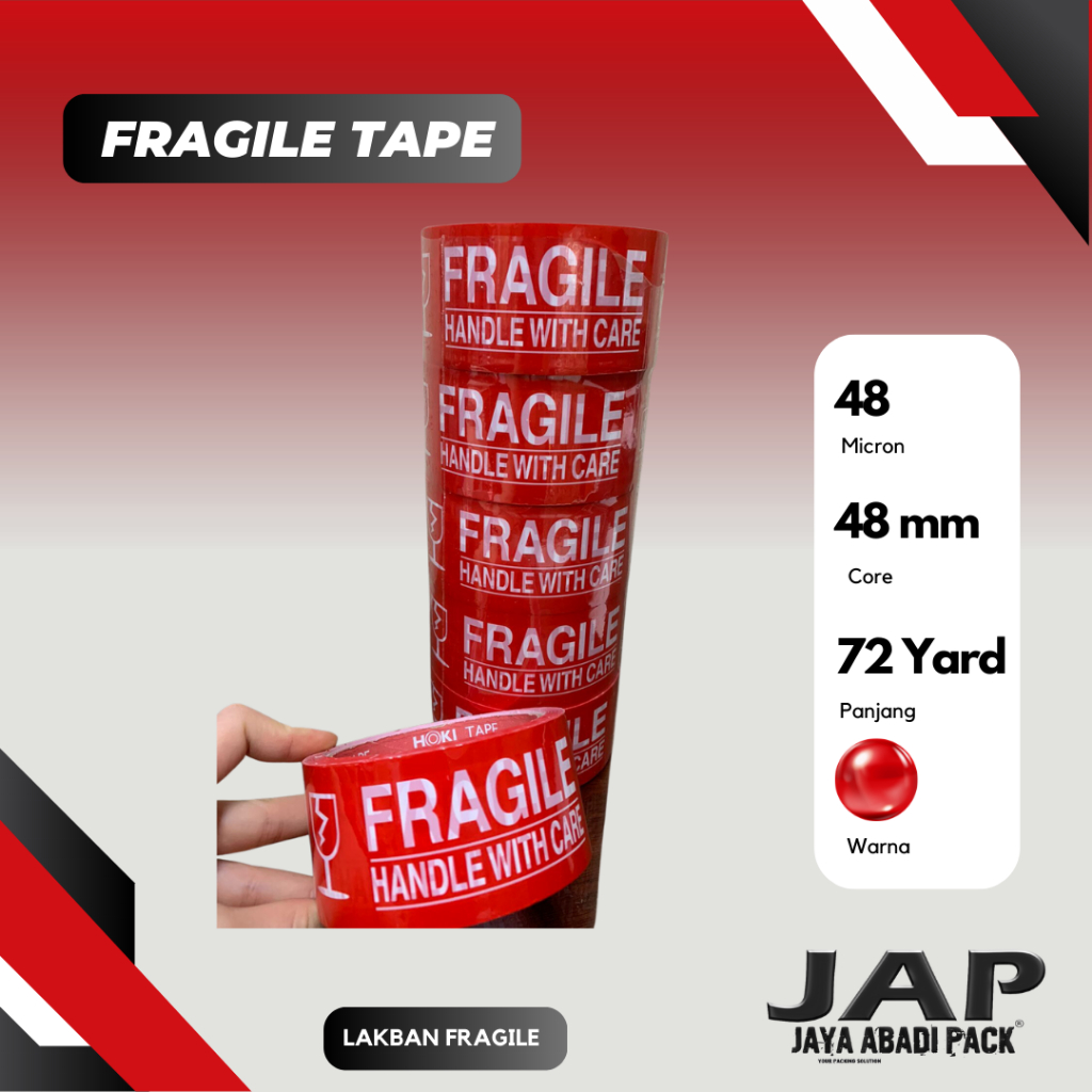 

Lakban Fragile 48 mm x 45 M JANGAN DIBANTING 1 Roll / 1 Pcs