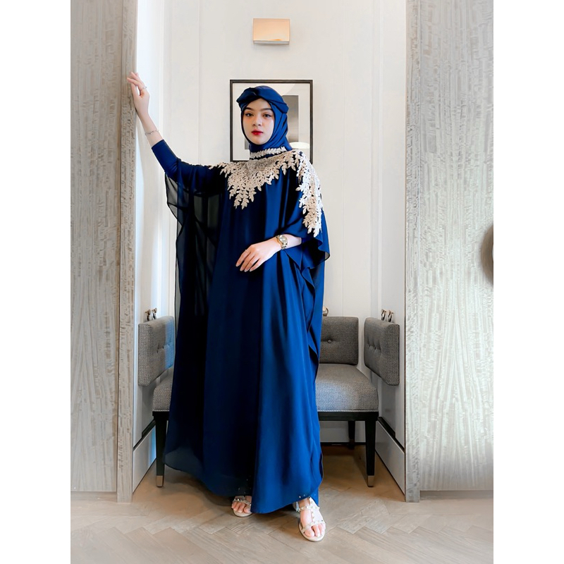 Khanza Kaftan Gamis Wanita Muslim Lebaran Kondangan Pesta Premium Terbaru Mewah Simple Elegan Ceruty