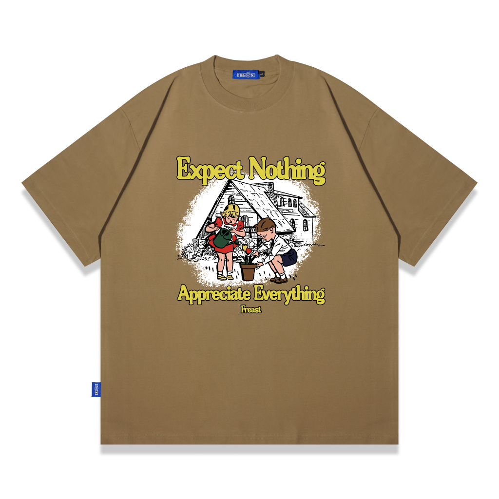FREASTGROWERS | T-shirt Expect Nothing Brown| Heavy Cotton 16s