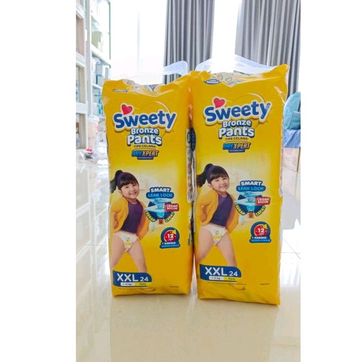 PAKET 2 BALL SWEETY BRONZE XXL 24 / 48PCS / POPOK MURAH / SWEETY BRONZE XXL24 diapers