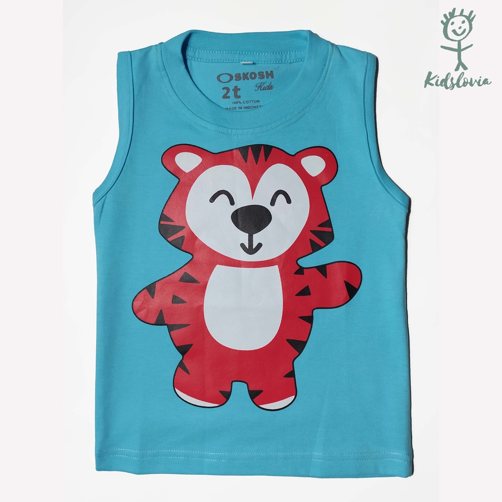 Kaos Kutung Anak Gambar Harimau Warna Biru Muda