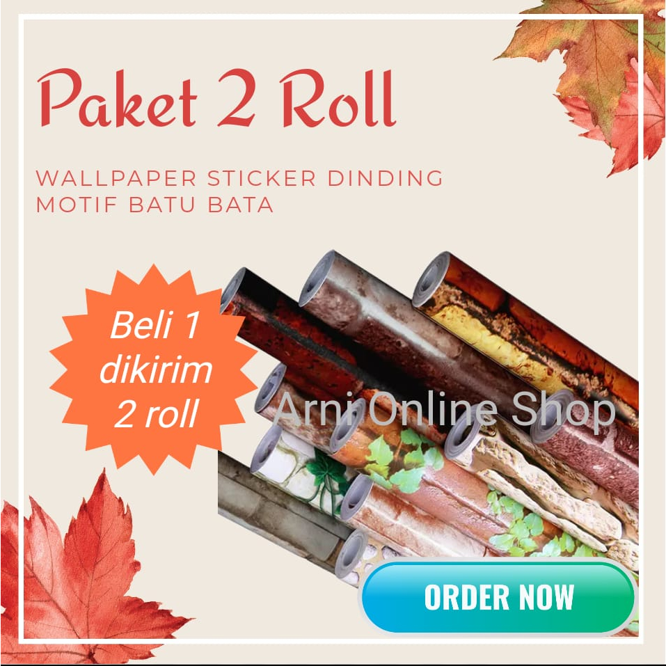 Promo Hemat Paket 2 Roll Wallpaper Stiker Dinding Motif Batu Bata Motif Batu Alam