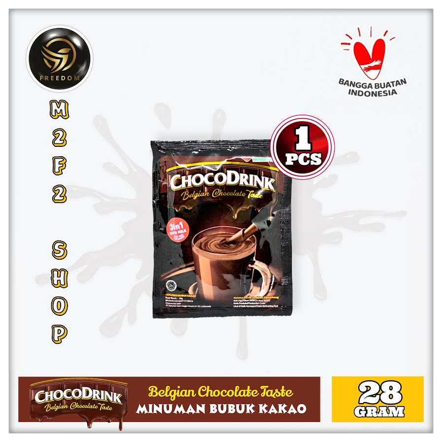 

Chocodrink Belgian Chocolate Taste 3in1 | Bubuk Kakao Cokelat Sachet | GT - 28 gr (Kemasan Satuan)