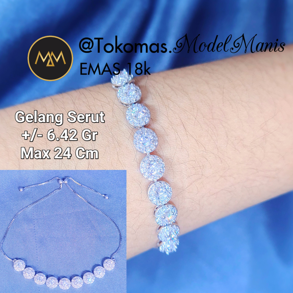 Gelang Serut Chelsea Emas Rosegold Putih 755 Kadar 18k