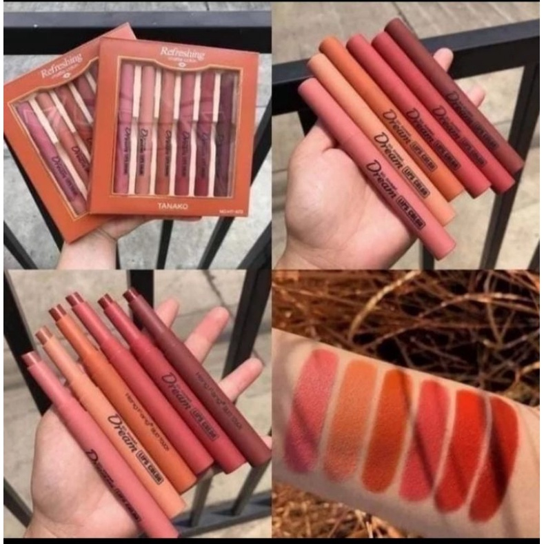 COD - 1BOX ISI 6 Hengfang Refreshing Lipstik Matte 1 Box 6 Pcs Lipstick Tahan Air dan Tahan Lama