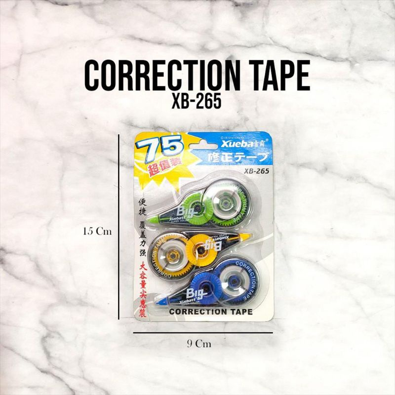 

Tip ex Kertas Termurah Isi 3 Pcs Correction Tape Xueba 265