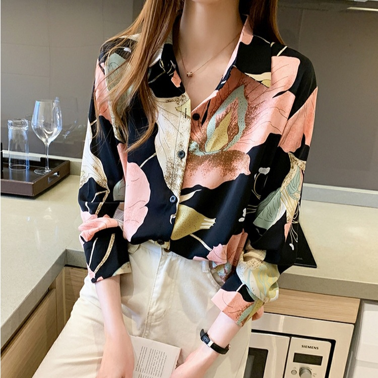 SM7848 Kemeja Wanita Fashion Import Bahan Satin Silk Adem