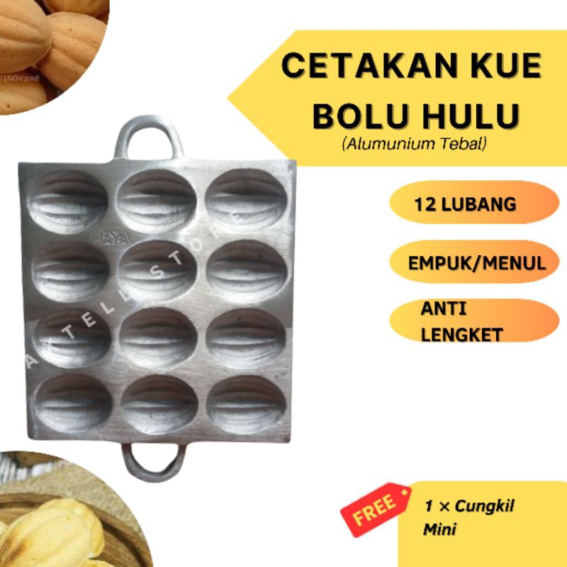 Set Alat Cetakan 12 Lubang Presisi Aluminium Tebal-Cetakan 12 Lubang Kue Bolu Klemben Plus Sutil-Min