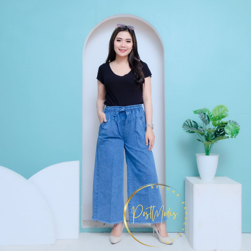 INARA KULOT RAWIS JEANS SNOW BLUE DAN SNOW BLACK POSTMODIS