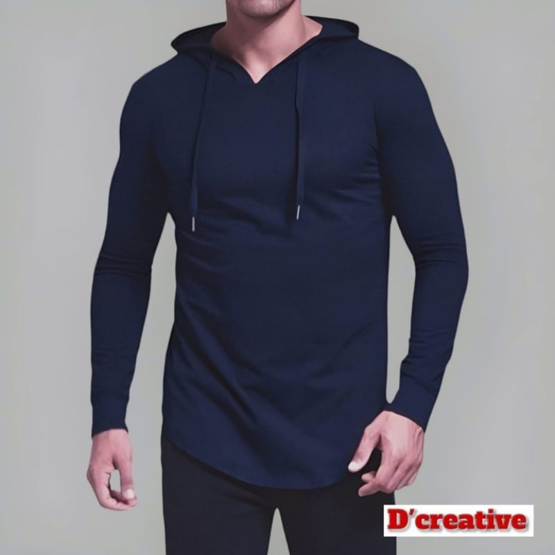 hoodie hitam polos / hoodie kurta putih polos / hoodie kurta lengan panjang pria / hoodie panjang ku