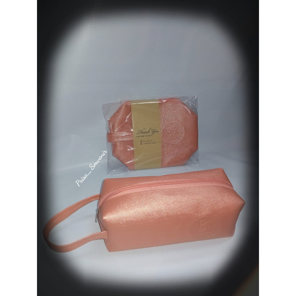 Souvenir Pernikahan Boxy MakeUp Pouch Bottega Metalik