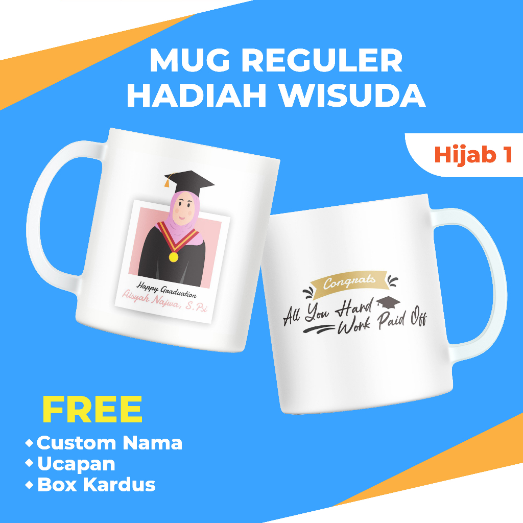 MUG CUSTOM NAMA DAN FOTO - MUG CUSTOM /MUG WISUDA/HADIAH WISUDA MUG/CETAK MUG