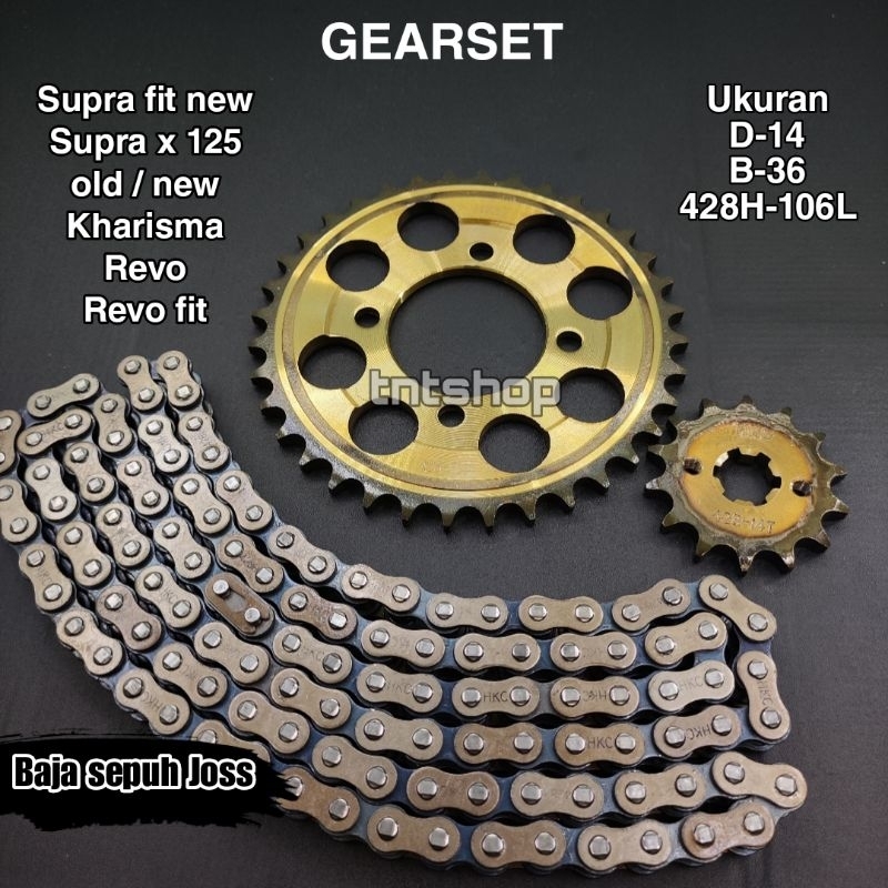 gear gir set Supra x 125 Supra fit new kharisma Revo gear gir gigi tarik rantai roda model sss