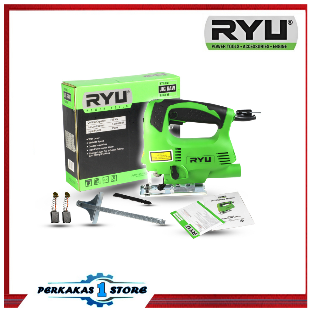 RJS65-1E Jigsaw Mesin Gergaji Listrik Belah Potong Kayu Triplek RYU