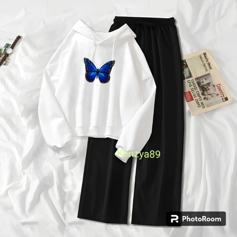 Setelan Hoodie Wanita Atau Remaja Kekinian KUPU-KUPU