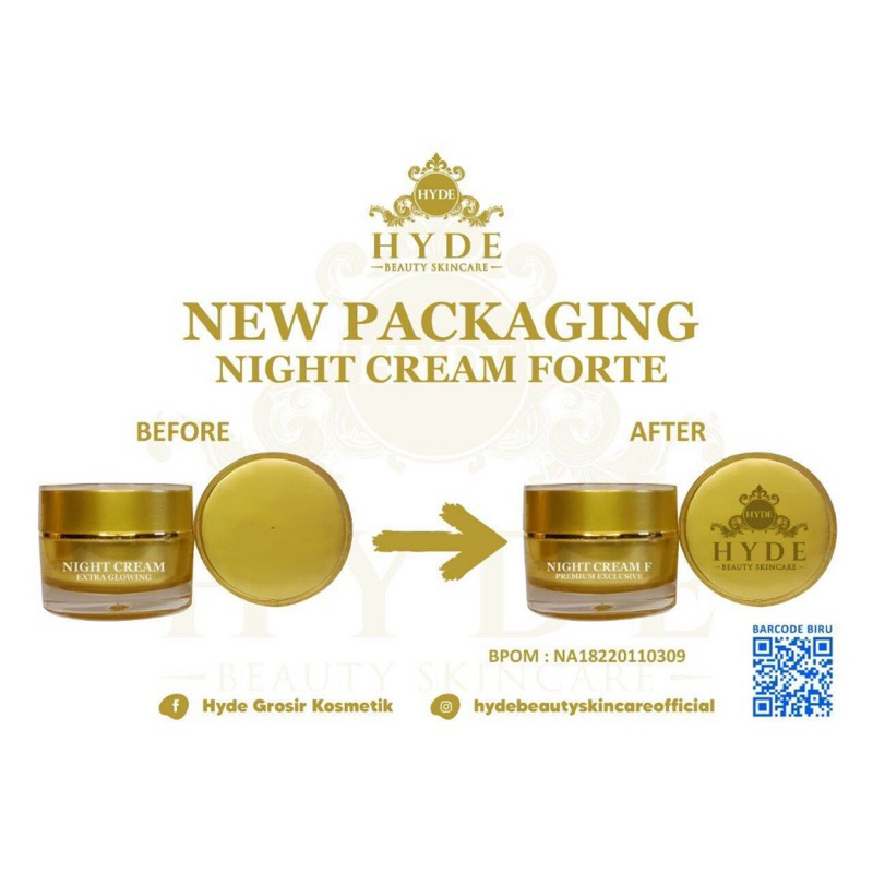 ECER || NIGHT CREAM HYDE BPOM BIRU FORTE HYDE SKINCARE