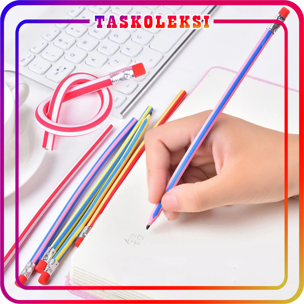 

☛TK☚ Pensil Lentur Fleksibel Dengan Penghapus / Alat Tulis Sekolah Anak Pencil Karet Inul Dapat Digulung Ditekuk Unik Lucu Flexible Soft Mainan Stationary S069