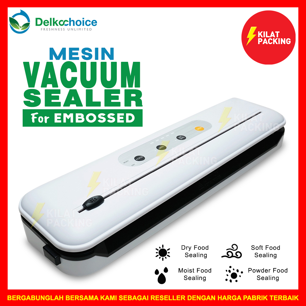 MESIN VACUUM SEALER - MESIN VAKUM SEALER MAKANAN DELKOCHOICE EMBOSSED MANUAL TERMURAH